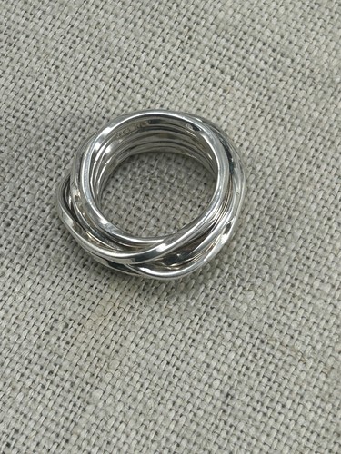 VINTAGE 1990s silver wide multi band ring size O 925 - Picture 18 of 22