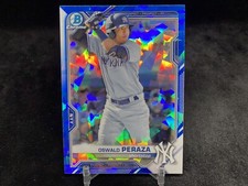 OSWALD PERAZA 2021 BOWMAN CHROME SAPPHIRE #BCP-50 PROSPECT BASE CARD / YANKEES