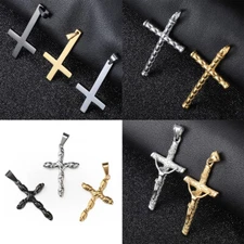 Silver/Black Color Gold Plated Stainless Steel Jesus Christ Cross Pendant Charm