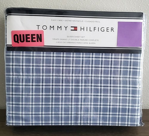 Tommy Hilfiger Azul Blanco Plaid Queen Juego de sábanas NUEVO 4pc | eBay