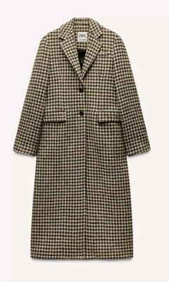 ZARA ZW Collection Check Plaid Coat 2024/25 Season UK MEDIUM UK