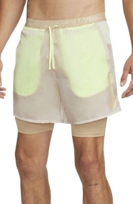 Nike Men's Dri-FIT 2-In-1 Wild Run Flex Stride 5'' Running Shorts Yellow XXL New