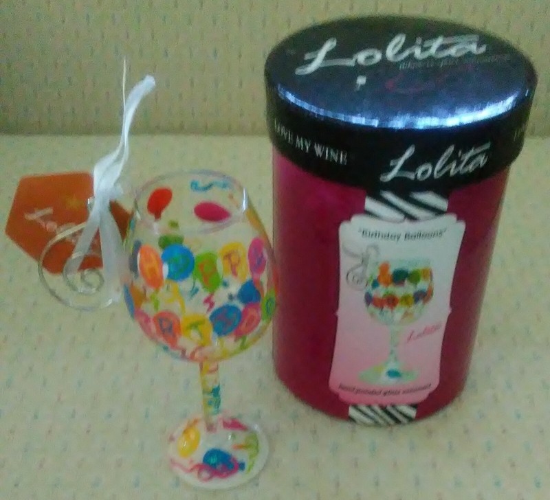 Lolita Mini Wine 'Birthday Balloons' Hand-Painted Glass Ornament with Box