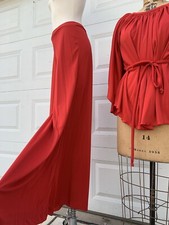 Vintage 70s size Medium Red Two Piece Palazzo Pants Top New NOS