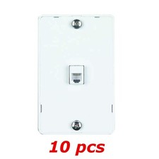 10 PACK - 1-Port Quick Mount RJ11 6P4C Wall Hanging Telephone Phone Plate White