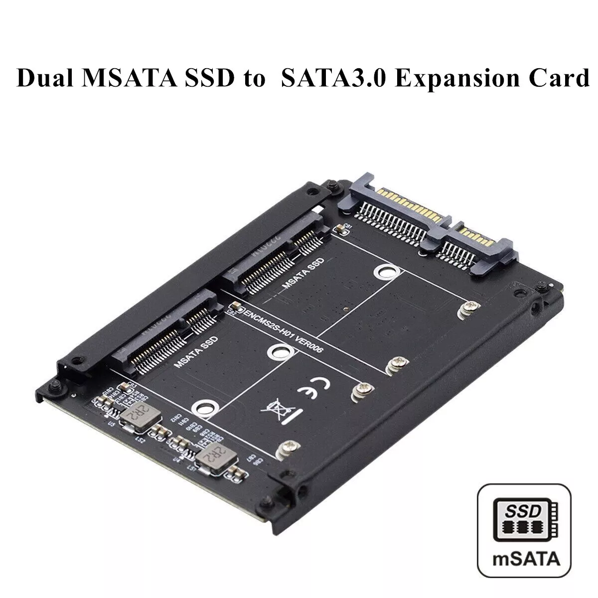 Dual MSATA Mini SATA SSD Card JBOD Raid0 Span Bridge to SATA 3.0 6Gbps Adapter