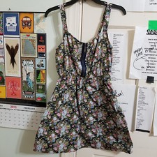Mine dress Small floral print sleeveless exposed zipper mini romantic flirty