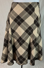 Vintage Fit  Flare Skirt Brown Plaid Knee 32  Waist Academia Twee Y2k 90s Preppy