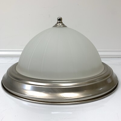 Progress Lighting Brushed Nickel 2-Light Flush Mount with Etched Melon Glass 