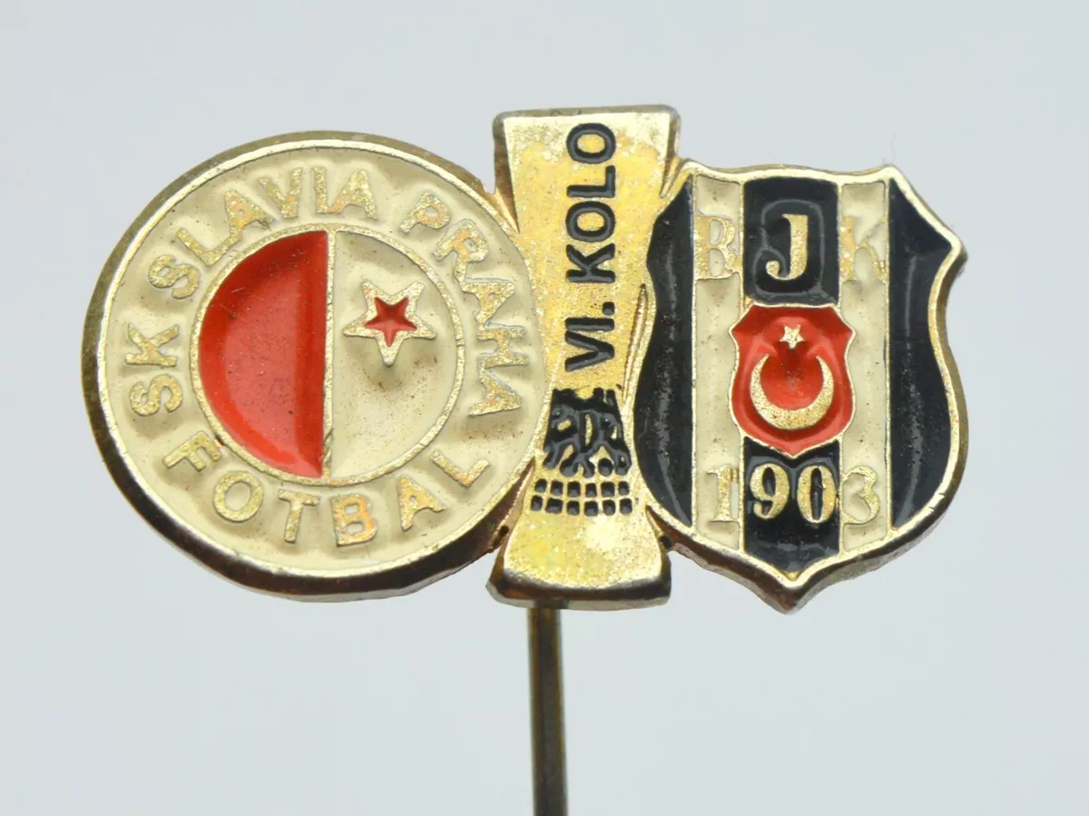 CZECH SK SLAVIA PRAHA & TURKEY BESIKTAS BJK 1903 FOOTBALL SOCCER CLUB PIN  BADGE