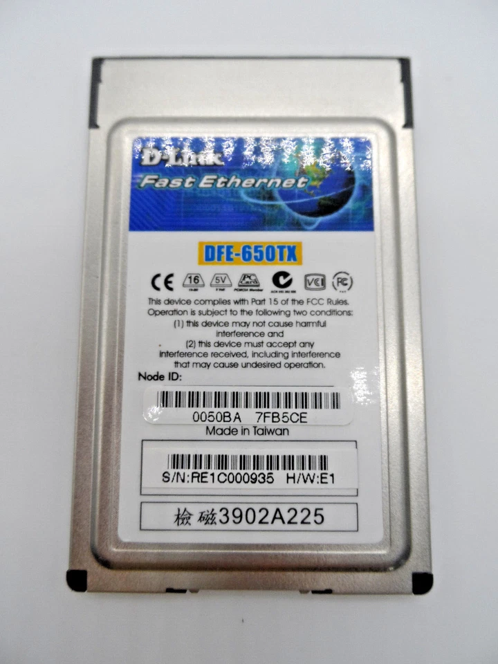 D-LINK FAST ETHERNET 10/100MBPS PCMCIA ADAPTER DFE-650TX KARTE #WL64 - Bild 2 von 4