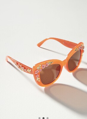 Anthropologie FloralTrimmed Cat Eye Sunglasses Orange | eBay display picture 3