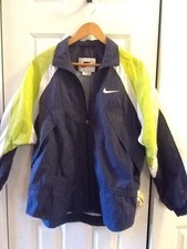 90's NIKE DRAWSTRING BLUE WHITE lime WINDBREAKER TRACK Sz S RN 56323