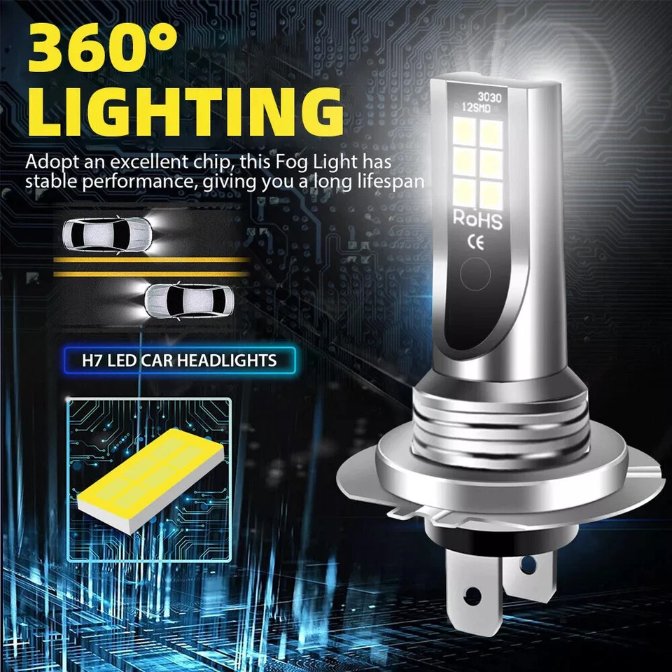 4X H7 LED Headlight Replace Xenon Hi/Low Beam Kit Bulbs White Canbus Error Free - Image 3 of 4