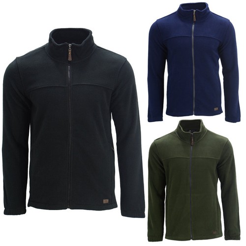 Mens Fleece Jumper Plain Jacket Full Zip Pocket Work Outdoor Warm Polar