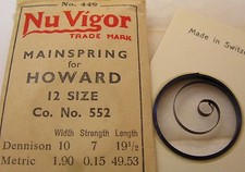 Nos Howard 12s model 552 Mainspring 1 piece  T end 
