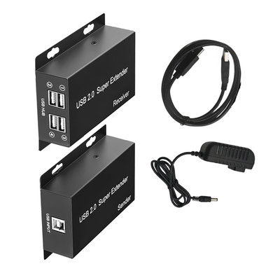 50m 4-Port USB 2.0 Ethernet Extender RJ45 Network LAN Over Cat5e/6/7 Receiver
