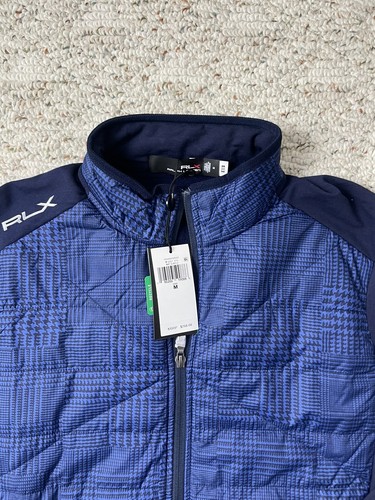 NEW Sz MED Men’s Polo Ralph Lauren RLX Full Zip Golf Jacket Blue Plaid $268 - Picture 2 of 10