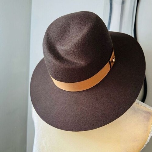 Rag & Bone Zoe Wool Felt Fedora Hat, Spanish Style Brown Pecan, Small, NWT