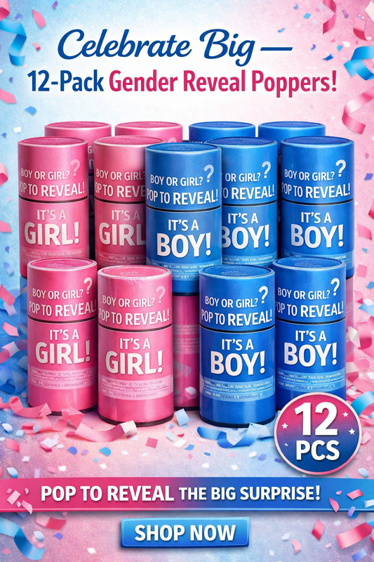 Gender Reveal Party Poppers 12 Pcs New In Box -  Boy