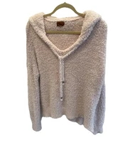 POL Soft Pale Pink Fuzzy Chenille Hoodie Sweater Roomy Comfy Medium M Boutique