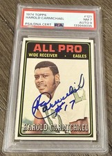 Harold Carmichael HOF 1974 Topps #121 Rookie RC RC PSA 7 NM 9 MINT AUTO Signed