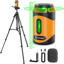 CIGMAN 360° Laser Level with Tripod, Green Self Leveling Cross Line Laser, 10...
