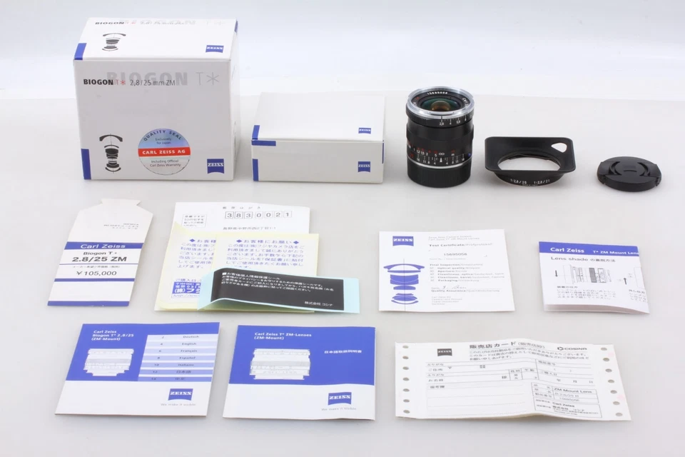 RARE [UNUSED w/ Hood] Carl Zeiss Biogon 25mm f2.8 ZM T* Lens Black Leica M JAPAN - Image 3 of 4