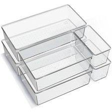 Large Plastic Drawer Organizer Trays, Acrylic Kitchen Drawer 6 Pack Clear