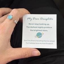 Planet Fidget Anxiety Ring for Daughter – Adjustable Moon Star Spinner Ring