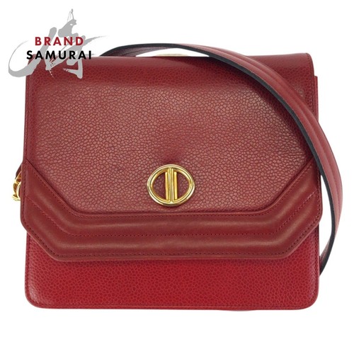 Christian Dior Vintage Red Gold Hardware Leather Shoulder Bag Pochette Ladies 6