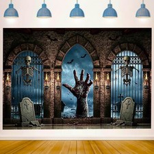Halloween Day Tombstone Photography Backdrop Gothic Architecture Photo...