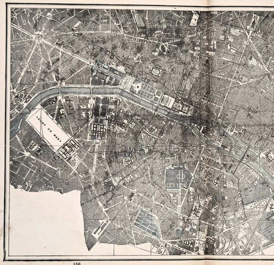 1893 PARIS - FRANCE Map ORIGINAL (18X12) LARGE G.F. CRAM - Image 3 of 4