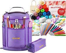 Crochet Kit 158 Pcs  Purple Yarn Storage Bag Bundle