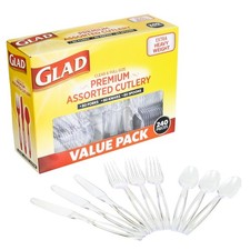 Clear Assorted Premium 240-Piece Disposable Plastic Cutlery Set