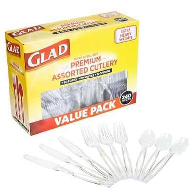Clear Assorted Premium 240-Piece Disposable Plastic Cutlery Set
