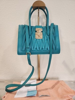 Miu Miu Confidential Matelassé Nappa Leather  Two-Way  in Green