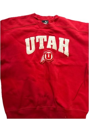 PUMA Utah Utes NCAA Red Sweatshirt Men's Size L College Team Pullover