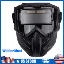 True Color Auto Darkening Welding Glasses Flame Resistant Welder Mask Black US