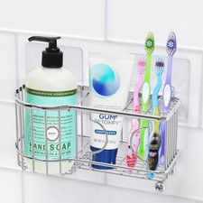 Simple Houseware Stainless Steel 6 Slots Toothbrush Holder Adhesive Wall Organiz