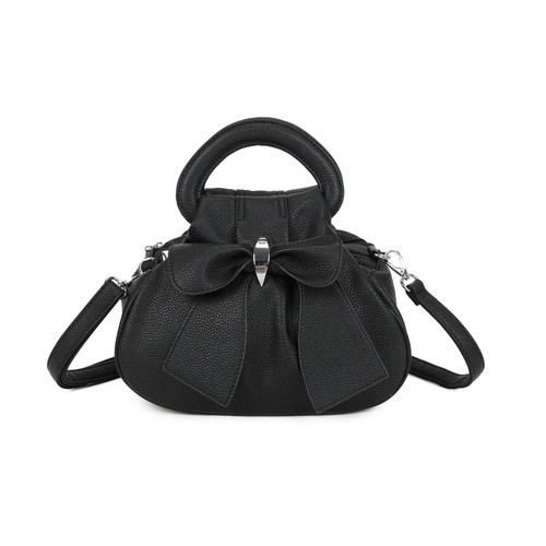 Women's Large Bow Shoulder Handbag Top Handel Zip Closure Evening Ladies Bag New - Afbeelding 17 van 20
