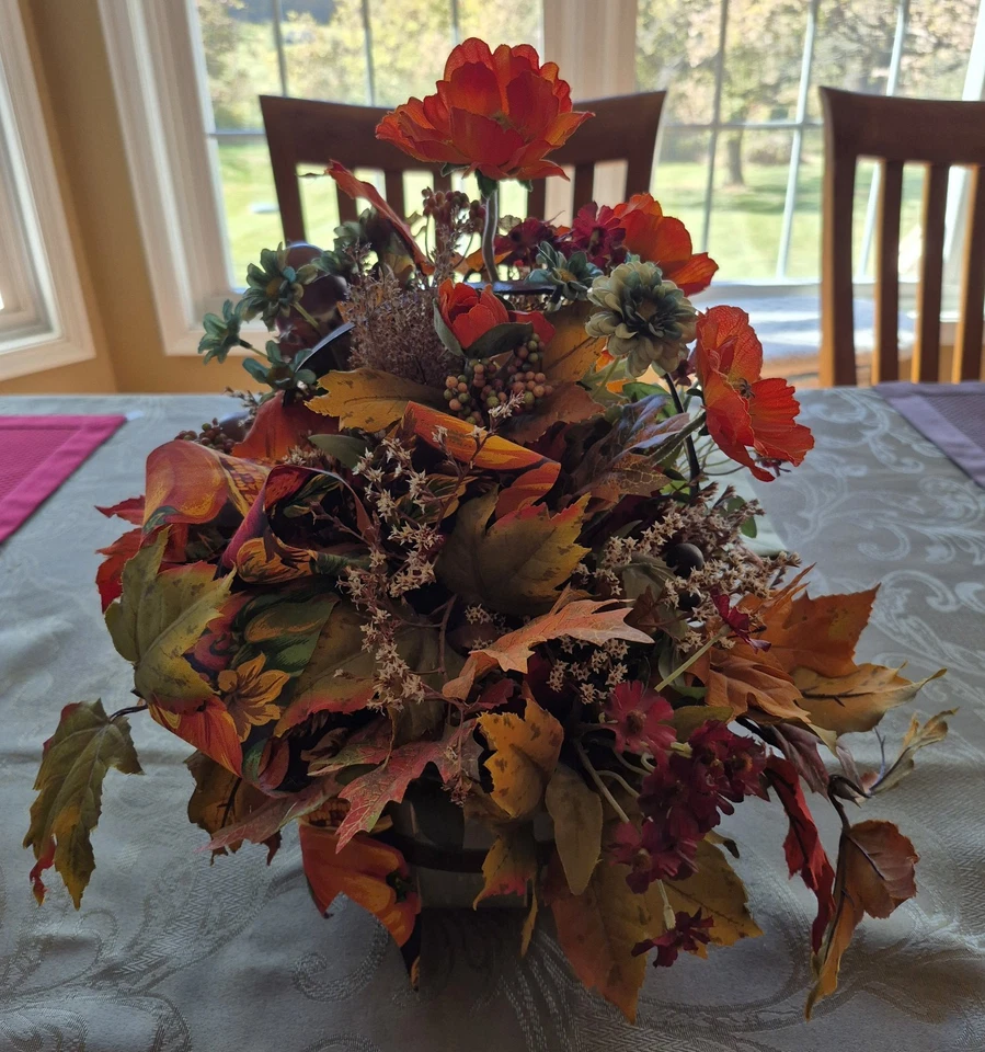 Autumn Fall Floral Basket Centerpiece Arrangement 18" - Image 4 of 4
