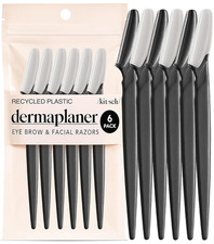 Kitsch Dermaplane Razor for Women Face Black, 6 Pcs Face Razors for Women
