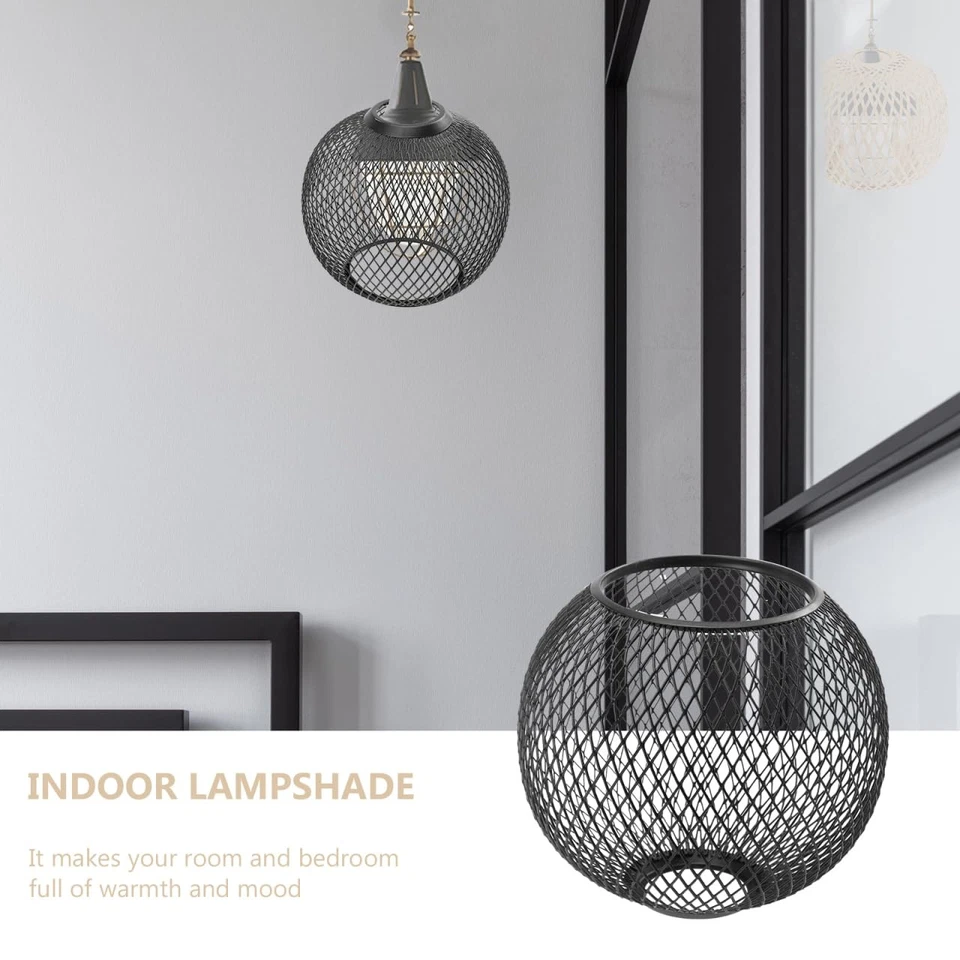 2Pcs Black Metal Spherical Lamp Shades, Modern Iron Ceiling Light for Bedroom... - Image 3 of 4