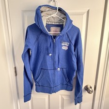 Vtg Y2k Victoria s Secret PINK Blue Zip Hoodie Hampton Front 86 Back Size Large