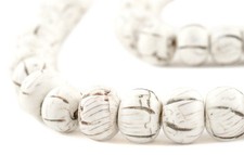 Round Melon Vintage Style Naga Shell Beads 12x17mm Nepal White Large Hole