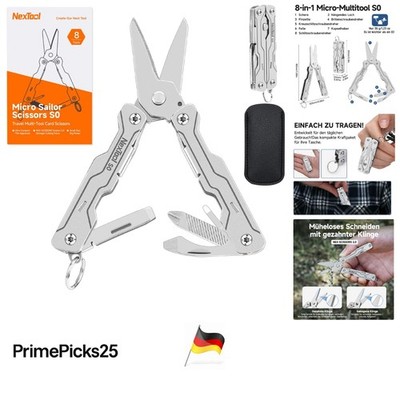 Multitool Mini Sailor S0 8-in-1 Edelstahl Silbergrau Outdoor Geschenk