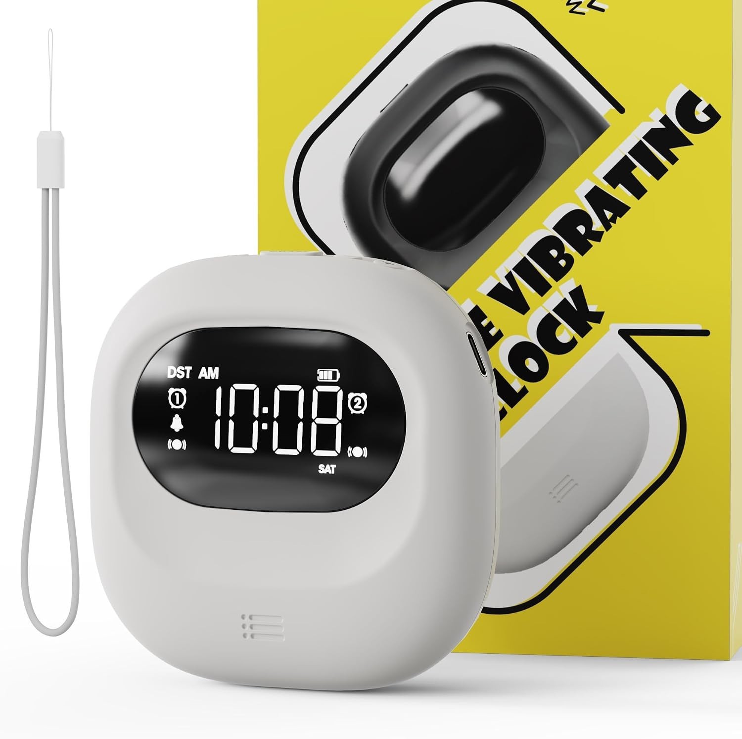 Rechargeable Vibrating Alarm Clock with Bed Shaker, 3000 mAh