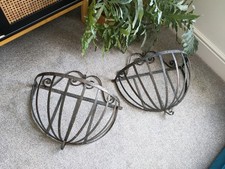 Large vintage antique iron hay rack horse feeder great condition Wall Planter X2
