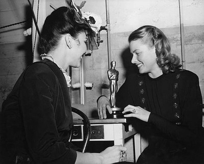 Ingrid Bergman admiring her Oscar for Best Actress in Gaslight aft- Old Photo